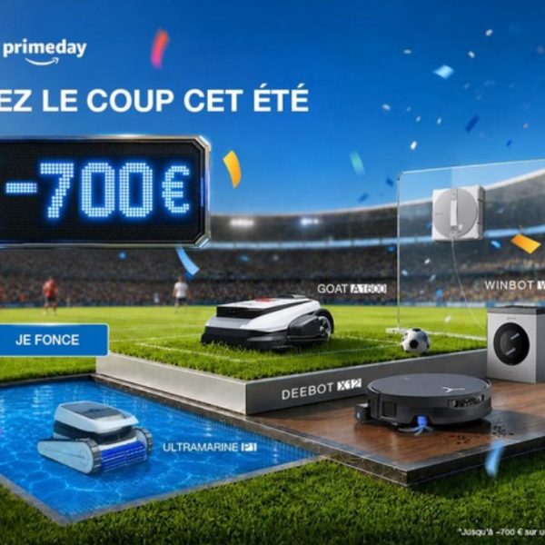 Robots aspirateurs, tondeuses, nettoyeurs de vitres et piscine : jusqu’à 700 € d’économie sur ECOVACS pour le Prime Day