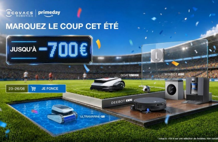 Robots aspirateurs, tondeuses, nettoyeurs de vitres et piscine : jusqu’à 700 € d’économie sur ECOVACS pour le Prime Day