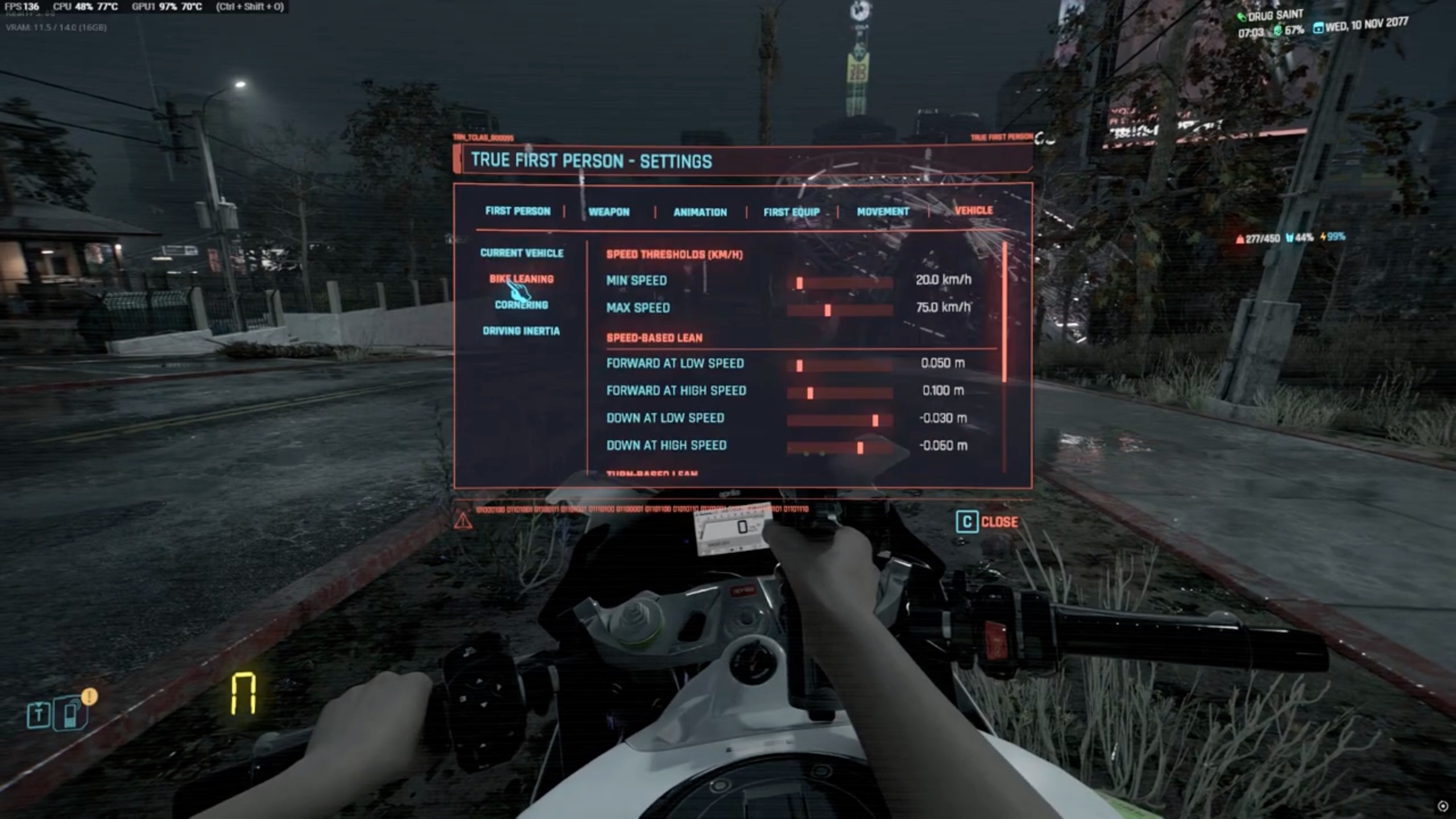 True First Person Camera 2.0 – Votre vrai corps en vue FPS sur Cyberpunk