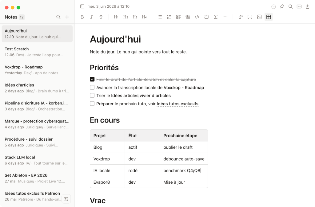 Scratch – Des notes markdown que votre IA peut éditer