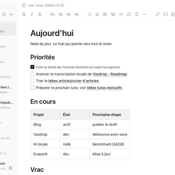 Scratch – Des notes markdown que votre IA peut éditer