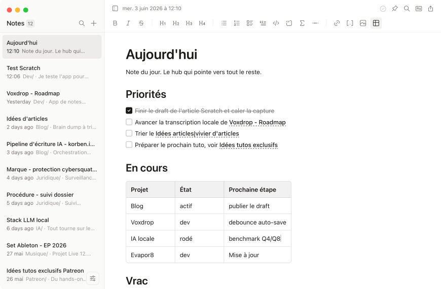 Scratch – Des notes markdown que votre IA peut éditer