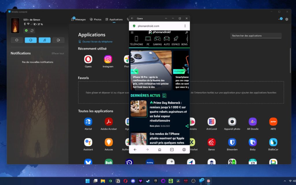 Windows 11 / Android : comment utiliser les applications et partager l’écran d’un smartphone sur PC