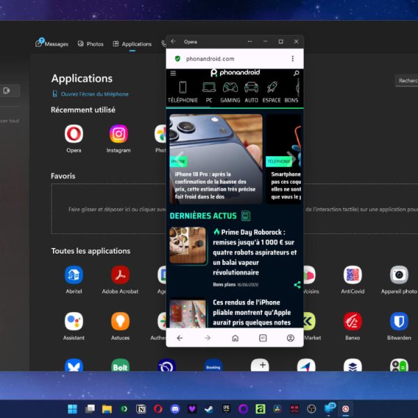 Windows 11 / Android : comment utiliser les applications et partager l’écran d’un smartphone sur PC