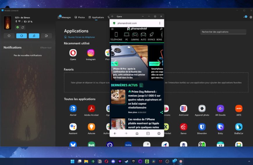Windows 11 / Android : comment utiliser les applications et partager l’écran d’un smartphone sur PC