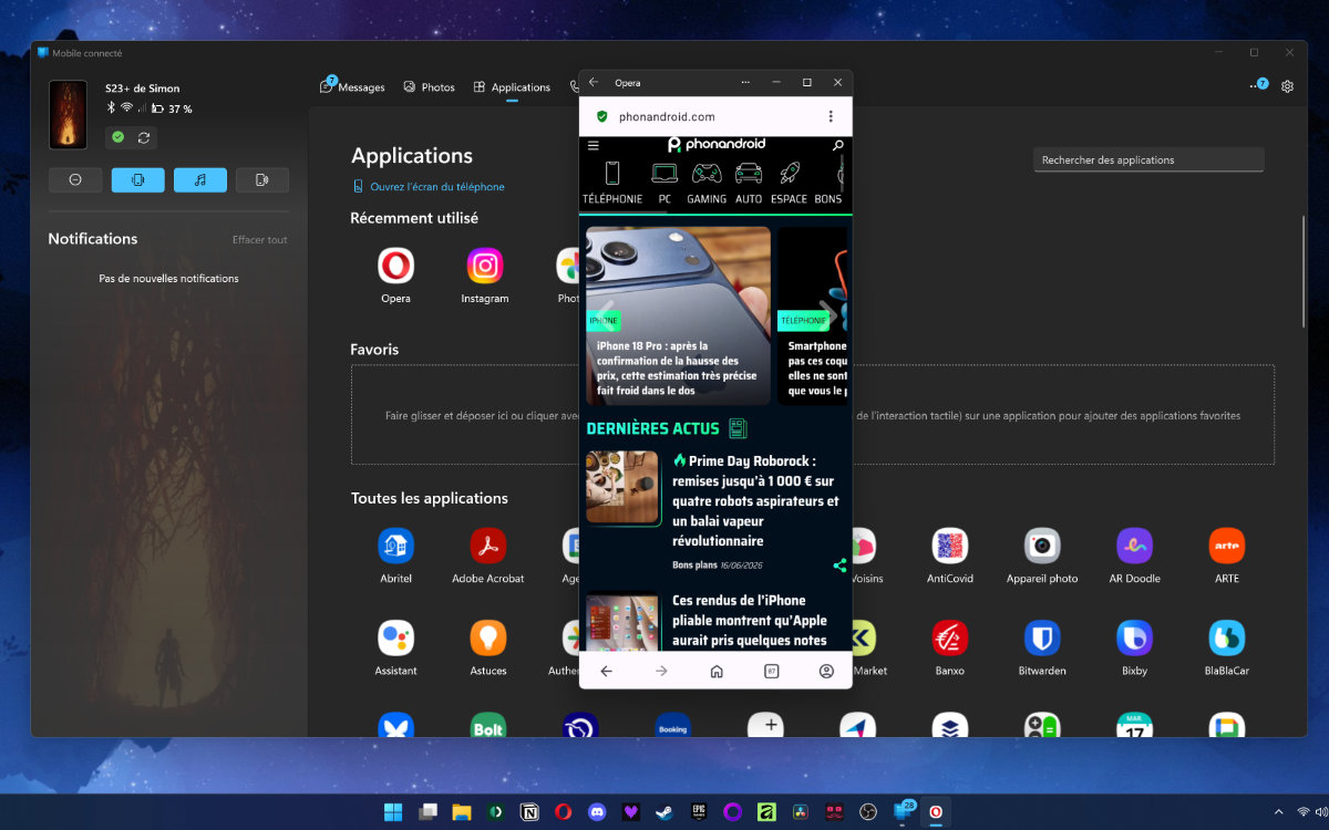 Windows 11 / Android : comment utiliser les applications et partager l’écran d’un smartphone sur PC