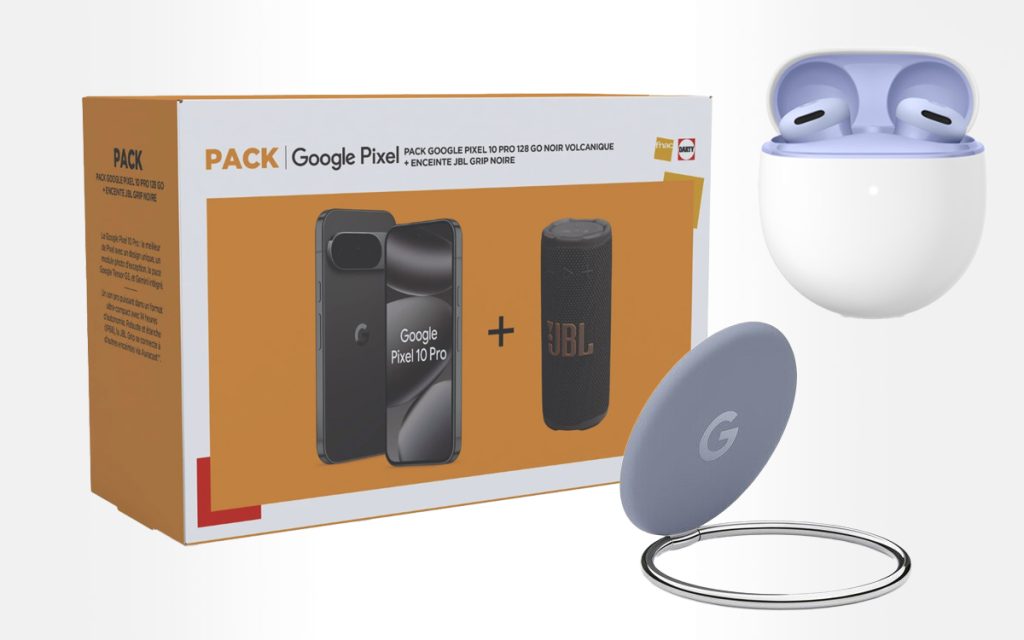 Le Google Pixel 10 Pro est à prix cassé dans un pack exceptionnel avec Enceinte JBL Grip, Pixel Buds 2a et Pixelsnap offerts