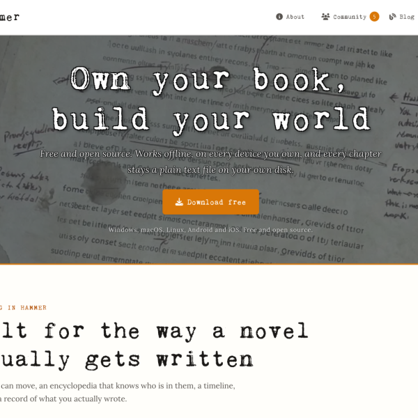 Hammer – Votre roman en fichiers texte, pas dans le cloud