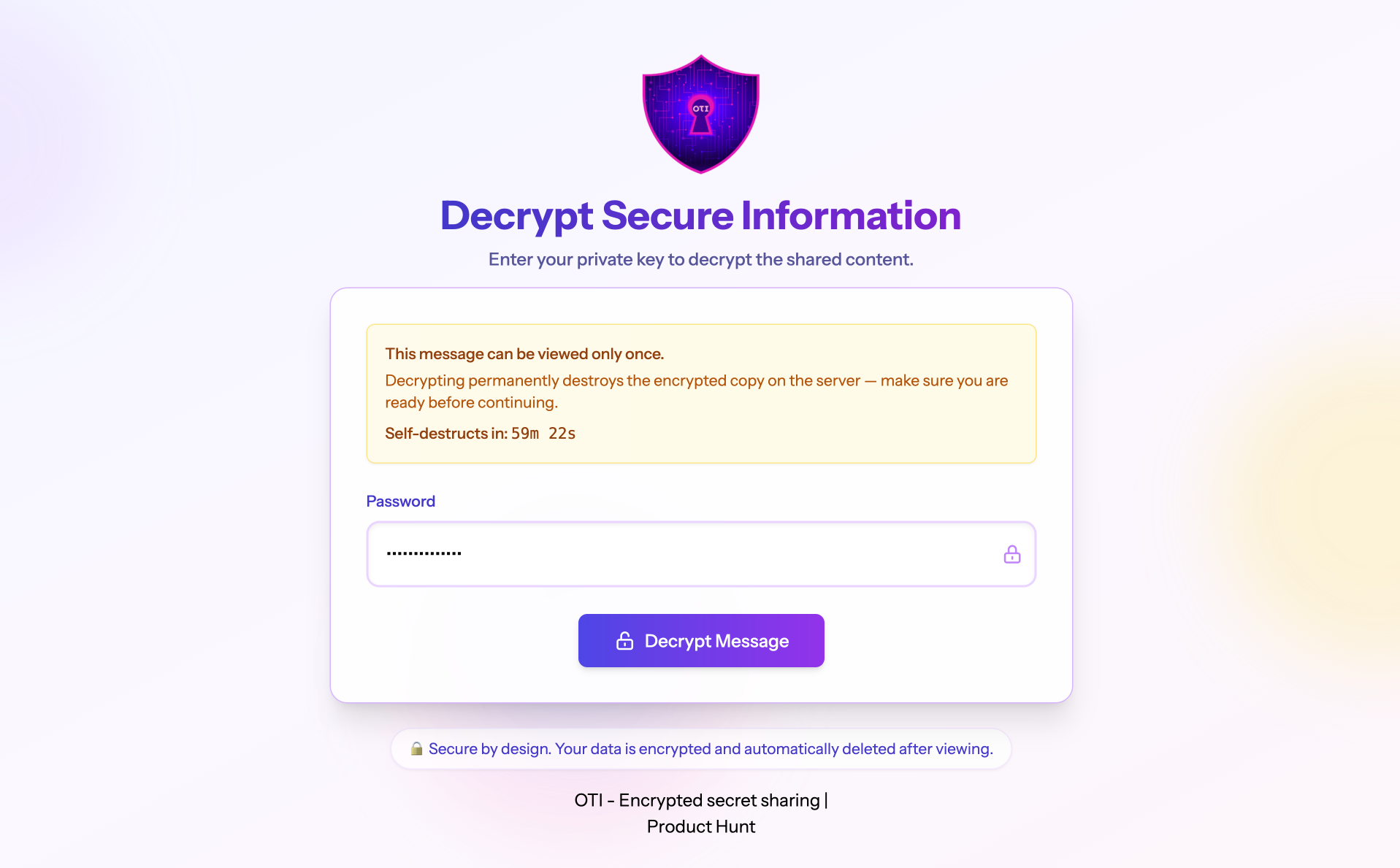 OTI – Le lien à usage unique que les bots ne crament plus