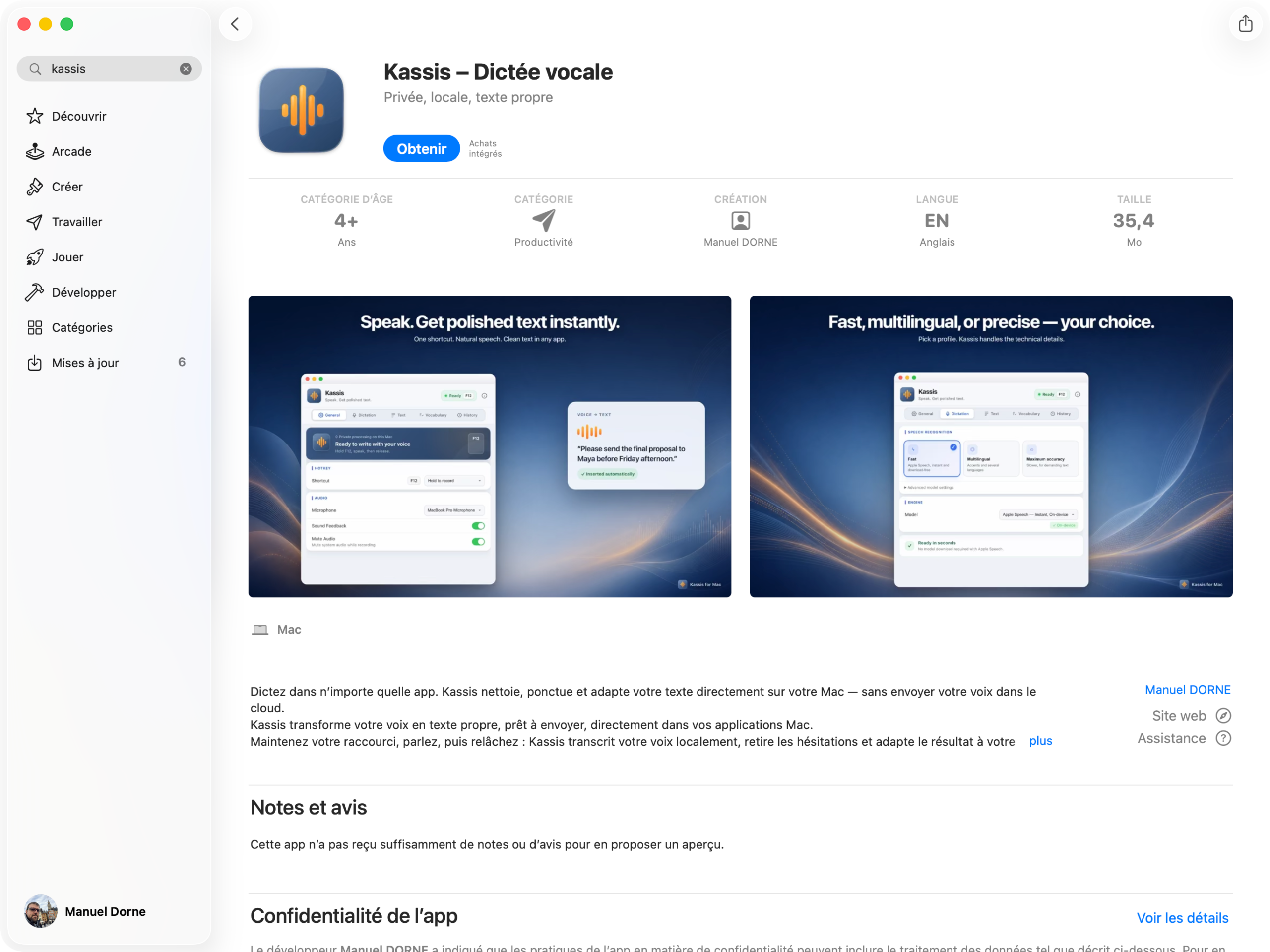 Kassis – Transcrivez vos audios et dictez vos textes sur Mac