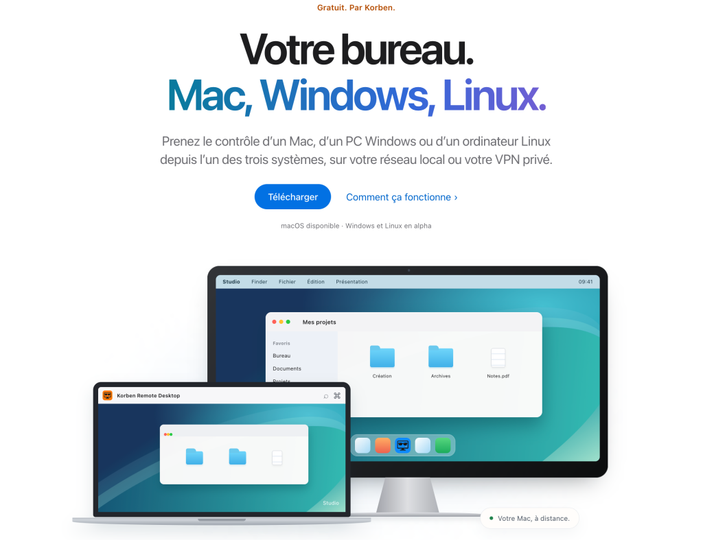 Korben Remote Desktop – Contrôlez votre Mac à distance gratuitement