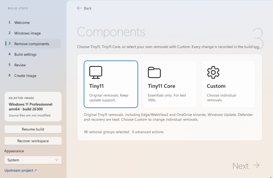 Tiny11 Builder – Votre ISO de Windows 11 allégée en quelques clics